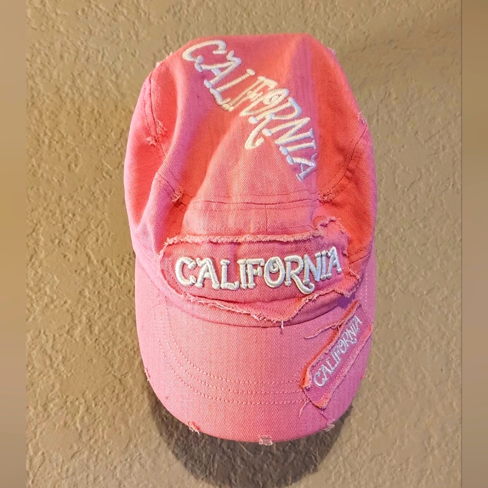 Pink California Distressed Cap